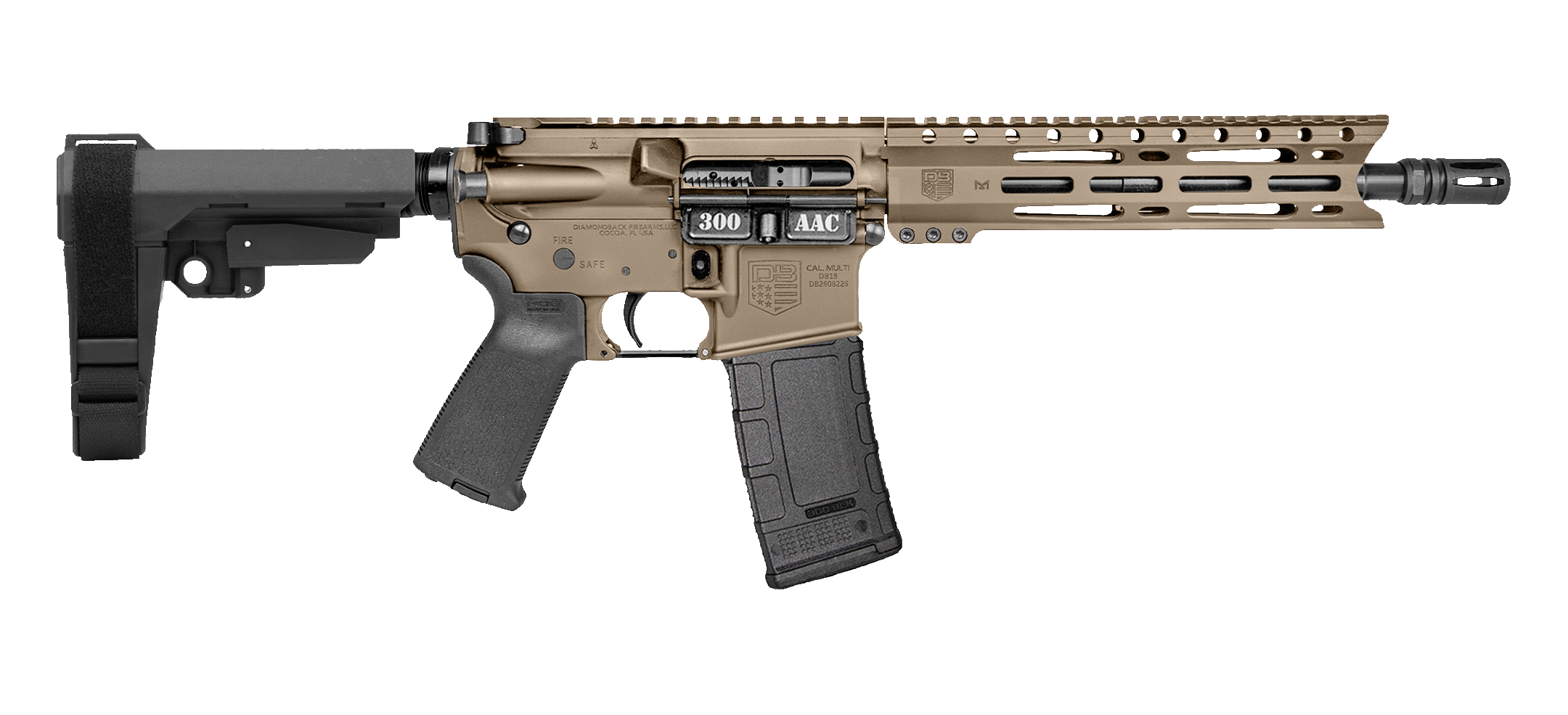 Diamondback Firearms Carbon DB15 10" Pistol FDE 300 AAC Blackout